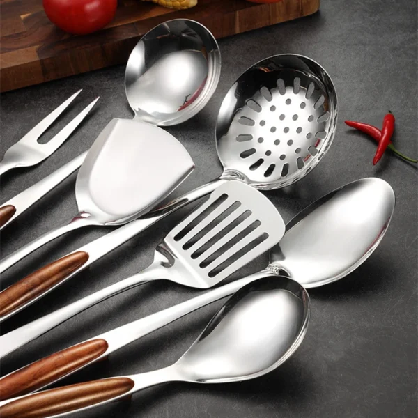 Stainless Steel Cooking Tool Set Frying Shovel Rice Soup Spoon Colander Meat Fork Non Stick Kitchenware Kitchen Accessories - Image 3