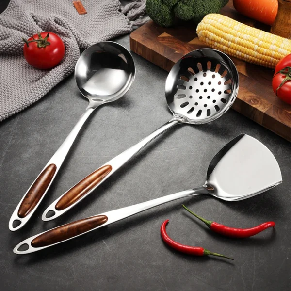 Stainless Steel Cooking Tool Set Frying Shovel Rice Soup Spoon Colander Meat Fork Non Stick Kitchenware Kitchen Accessories - Image 2