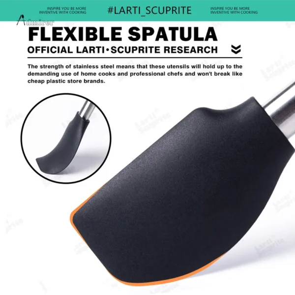 1-Pack Silicone Kitchenware Cooking Utensils Kitchen Accessories Spatula Turner Heat-resistant Soup Spoon Pasta Colander Shovel - Image 5