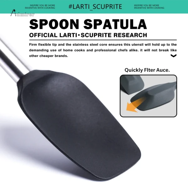 1-Pack Silicone Kitchenware Cooking Utensils Kitchen Accessories Spatula Turner Heat-resistant Soup Spoon Pasta Colander Shovel - Image 4